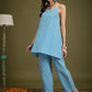 InWeave Cyan Blue Small Check Strappy Co Ord Set - Swadesiicart