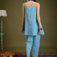 InWeave Cyan Blue Small Check Strappy Co Ord Set - Swadesiicart