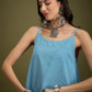 InWeave Cyan Blue Small Check Strappy Co Ord Set - Swadesiicart