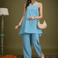 InWeave Cyan Blue Small Check Strappy Co Ord Set - Swadesiicart