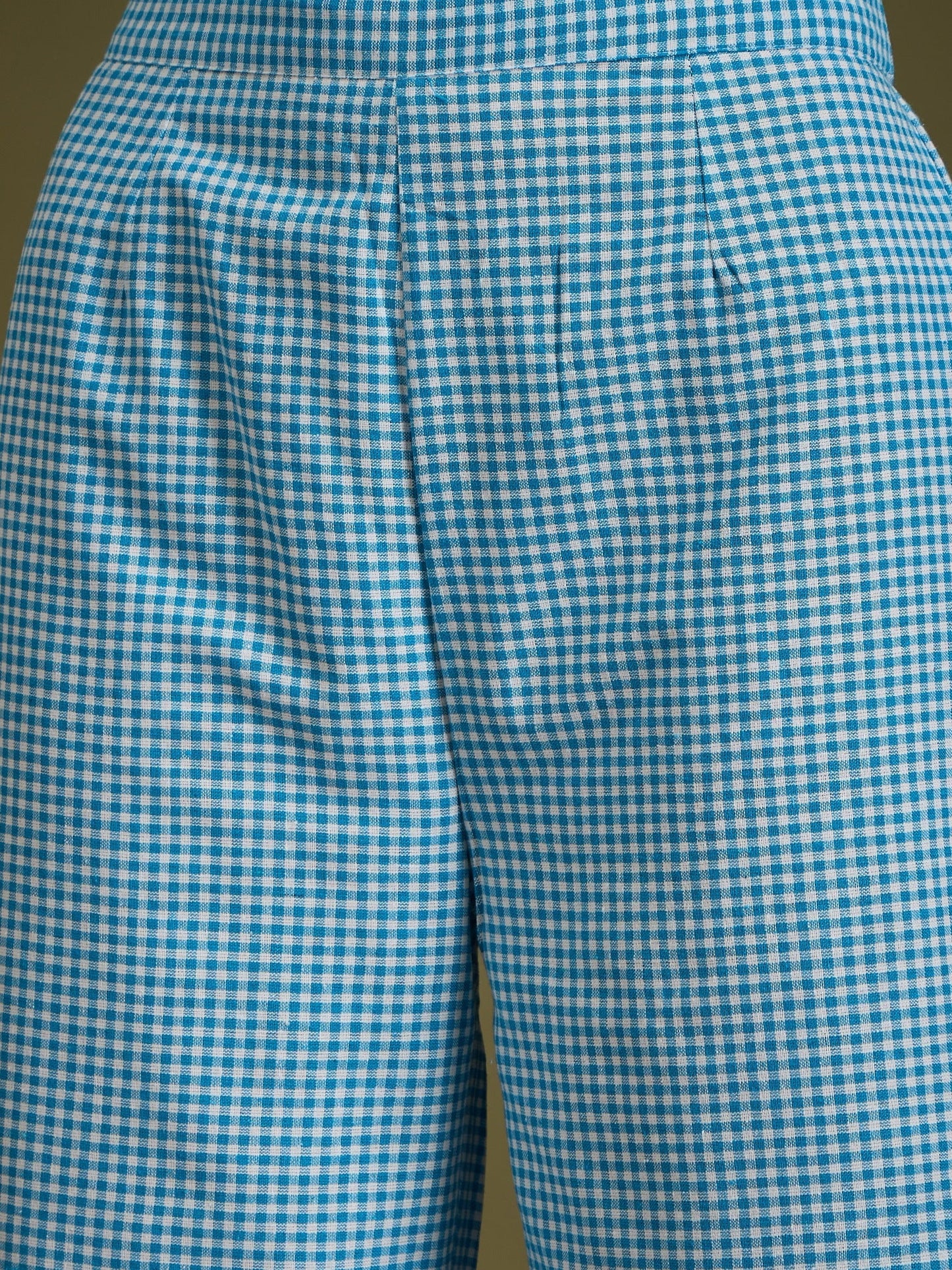 InWeave Cyan Blue Small Check Strappy Co Ord Set - Swadesiicart