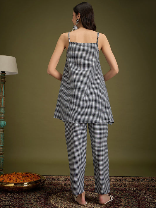 InWeave Black Small Check Strappy Co Ord Set - Swadesiicart