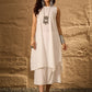 InWeave White Round Neck Short Palazzo Set - Swadesiicart