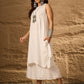 InWeave White Round Neck Short Palazzo Set - Swadesiicart