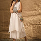 InWeave White Round Neck Short Palazzo Set - Swadesiicart