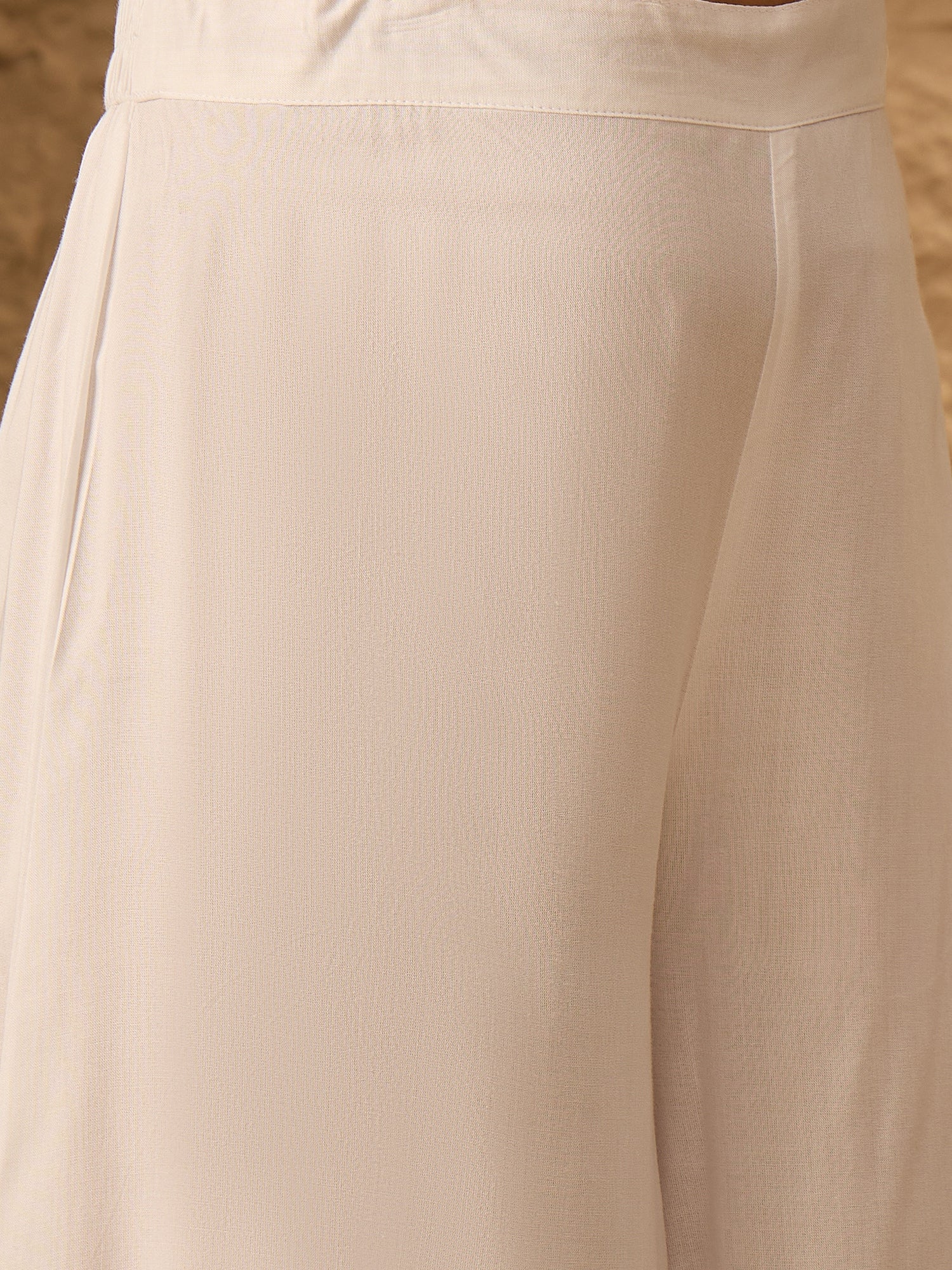 InWeave White Round Neck Short Palazzo Set - Swadesiicart