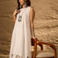 InWeave White Round Neck Short Palazzo Set - Swadesiicart