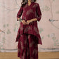 InWeave Dark Maroon Leaf Mandarin Kurta Set - Swadesiicart
