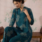 InWeave Dark Teal Leaf Mandarin Kurta Set - Swadesiicart