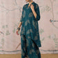 InWeave Dark Teal Leaf Mandarin Kurta Set - Swadesiicart