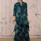 InWeave Dark Teal Leaf Mandarin Kurta Set - Swadesiicart