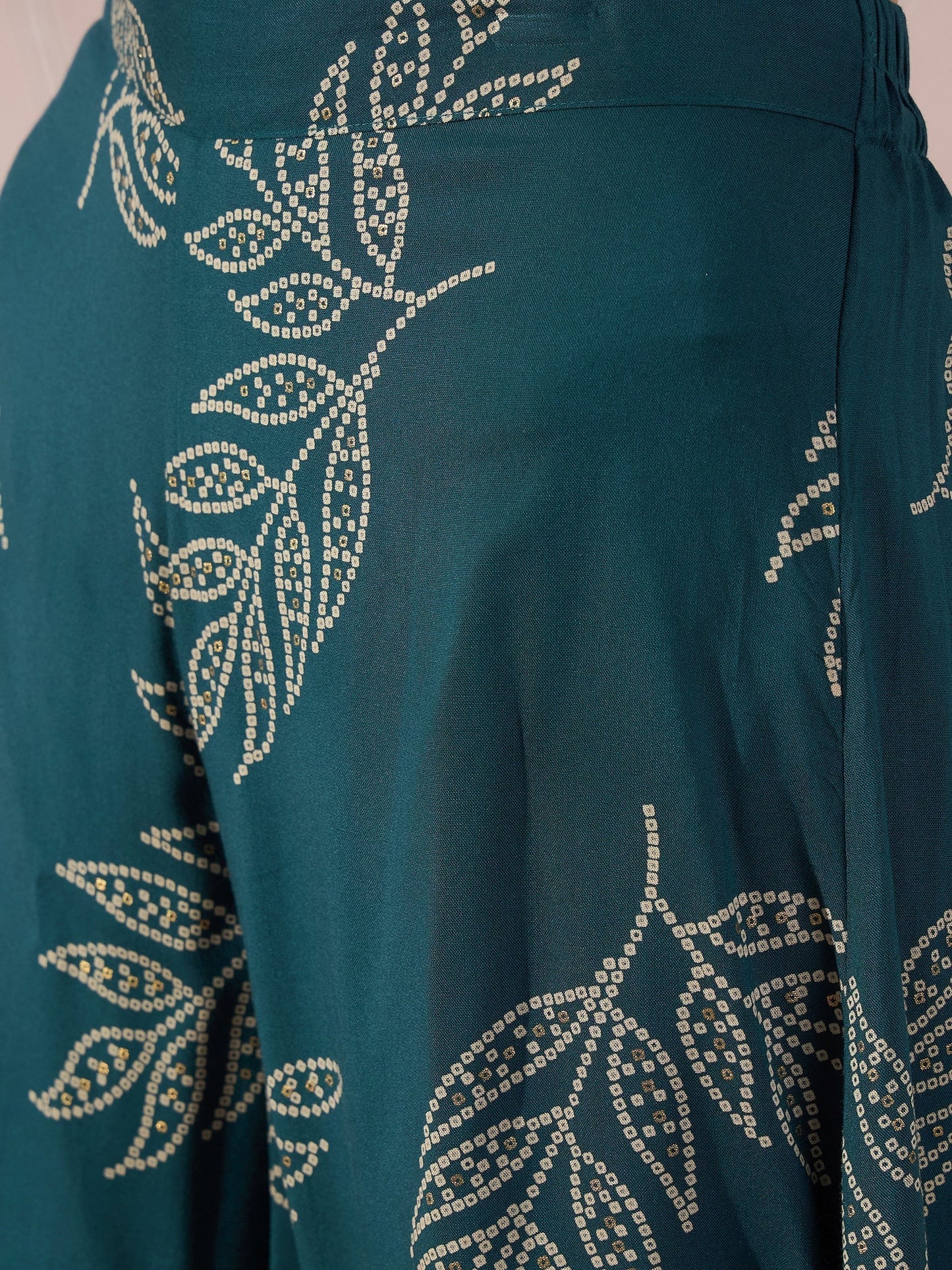 InWeave Dark Teal Leaf Mandarin Kurta Set - Swadesiicart