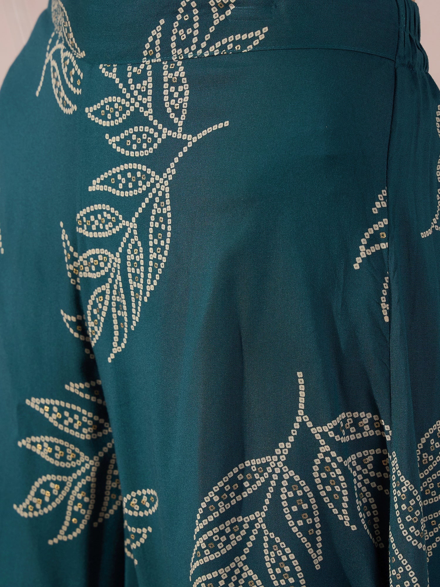 InWeave Dark Teal Leaf Mandarin Kurta Set - Swadesiicart