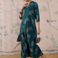 InWeave Dark Teal Leaf Mandarin Kurta Set - Swadesiicart