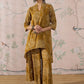 InWeave Dark Yellow Rose Leaf Mandarin Kurta Set - Swadesiicart