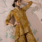 InWeave Dark Yellow Rose Leaf Mandarin Kurta Set - Swadesiicart