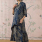 InWeave Peacock Teal Rose Leaf Mandarin Kurta Set - Swadesiicart