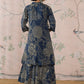 InWeave Peacock Teal Rose Leaf Mandarin Kurta Set - Swadesiicart