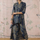 InWeave Peacock Teal Rose Leaf Mandarin Kurta Set - Swadesiicart