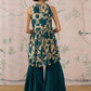InWeave Teal Beige Halter Kurta Sharara Set - Swadesiicart