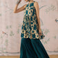 InWeave Teal Beige Halter Kurta Sharara Set - Swadesiicart
