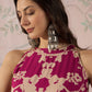 InWeave Jam Pink Beige Halter Kurta Sharara Set - Swadesiicart