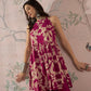 InWeave Jam Pink Beige Halter Kurta Sharara Set - Swadesiicart