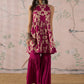 InWeave Jam Pink Beige Halter Kurta Sharara Set - Swadesiicart