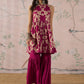 InWeave Jam Pink Beige Halter Kurta Sharara Set - Swadesiicart