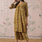 InWeave Dark Yellow Ethnic Flared Kurta Set - Swadesiicart