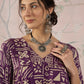 InWeave Dusty Mauve Ethnic Flared Kurta Set - Swadesiicart
