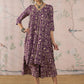 InWeave Dusty Mauve Ethnic Flared Kurta Set - Swadesiicart