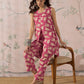 InWeave Punch Pink Beige Slit Kurta Set - Swadesiicart