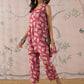InWeave Punch Pink Beige Slit Kurta Set - Swadesiicart