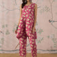 InWeave Punch Pink Beige Slit Kurta Set - Swadesiicart