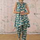 InWeave Marin Teal Beige Slit Kurta Set - Swadesiicart