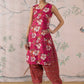 InWeave Dark Pink Cream Kurta Dhoti Set - Swadesiicart