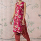InWeave Dark Pink Cream Kurta Dhoti Set - Swadesiicart