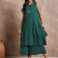 InWeave Teal Zig Zag Round Neck Kurta Set - Swadesiicart