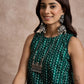 InWeave Teal Zig Zag Round Neck Kurta Set - Swadesiicart