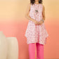 InWeave Pink White Rubber R Neck Kurta Set - Swadesiicart
