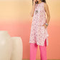 InWeave Pink White Rubber R Neck Kurta Set - Swadesiicart