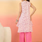 InWeave Pink White Rubber R Neck Kurta Set - Swadesiicart