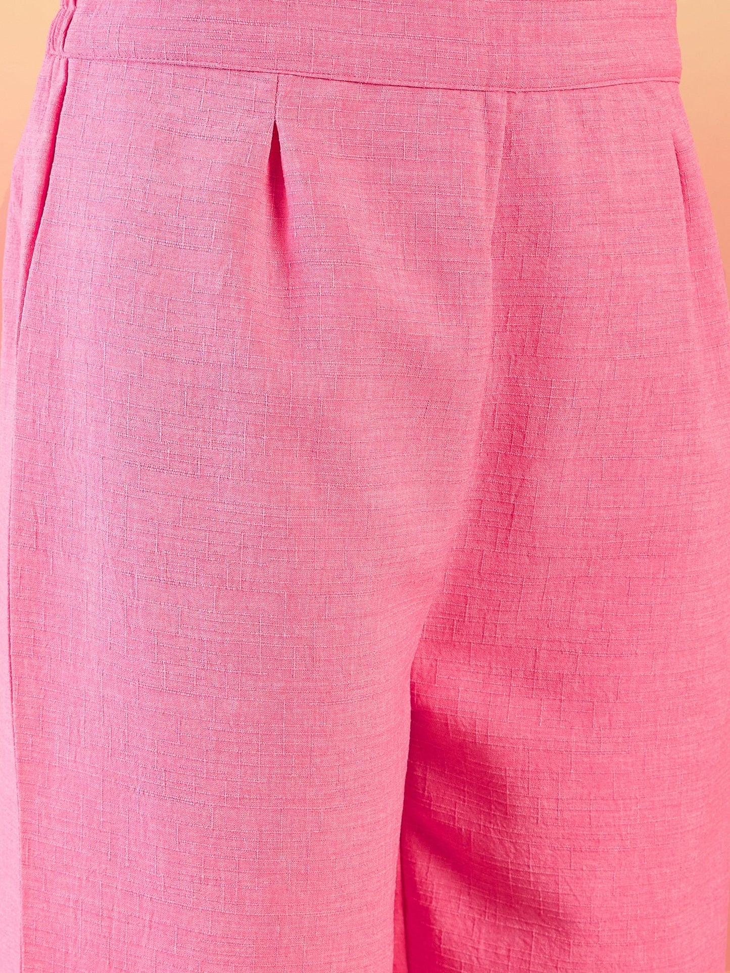 InWeave Pink White Rubber R Neck Kurta Set - Swadesiicart