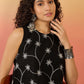 InWeave Black Embroidery R Neck White Set - Swadesiicart