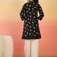 InWeave Black Embroidery Mandarin White Set - Swadesiicart