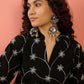 InWeave Black Embroidery Mandarin White Set - Swadesiicart