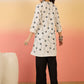 InWeave White Embroidery Mandarin Black Set - Swadesiicart