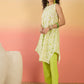 InWeave Green White Rubber R Neck Kurta Set - Swadesiicart