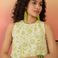 InWeave Green White Rubber R Neck Kurta Set - Swadesiicart